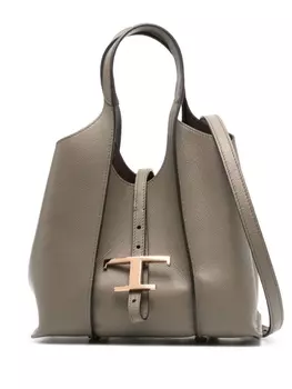 Tod's сумка-тоут из натуральной кожи mini T Timesless, серый
