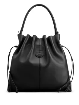 Tod's сумка-ведро с нашивкой-логотипом, черный