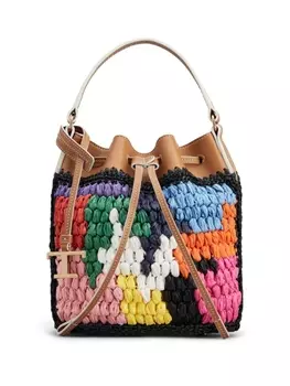 Tod's сумка-ведро в технике кроше, коричневый