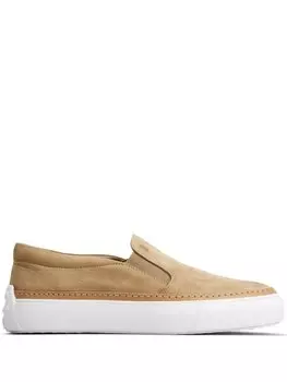 Tod's замшевые слипоны, нейтральный цвет