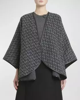 Toile Iconographe Пончо из шерсти и кашемира Valentino, цвет Kuh Grigio Grigio Antracite