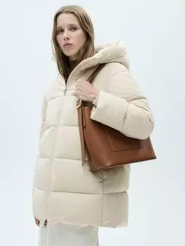 Токийская пуховая куртка с капюшоном Mango, светло-бежевый