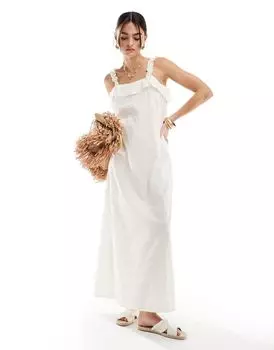 ТОЛЬКО белое платье макси с вышивкой ONLY