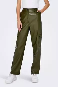 Только боевые брюки из искусственной кожи ONLY, зеленый