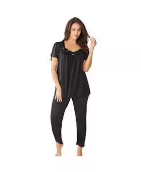Только все необходимое для больших размеров Шелковистая пижама из 2 предметов Only Neccessities, черный