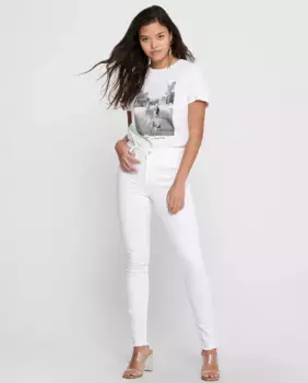 Только женские узкие джинсы с потертым краем Only, белый