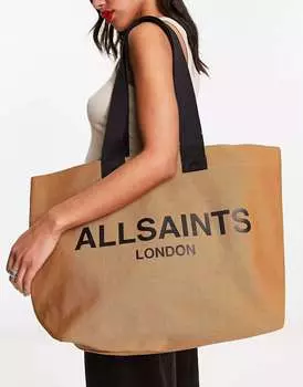 Толковая сумка-тоут AllSaints Ali коричнево-белого цвета сепии