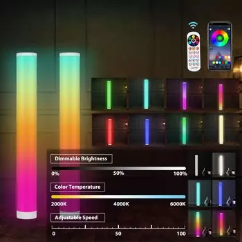 TolleTour LED торшер Торшер 2шт, световая колонна 6Вт 104см, RGB с регулируемой яркостью, атмосферная лампа, современный металлический угловой светильник