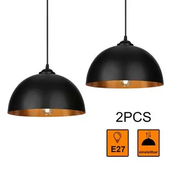 TolleTour Набор из 2 подвесных светильников. Подвесной светильник с абажуром. Промышленный винтажный металлический подвесной светильник E27. 60 Вт. Подвесной светильник. Потолочный светильник. Диаметр 30 см., черный