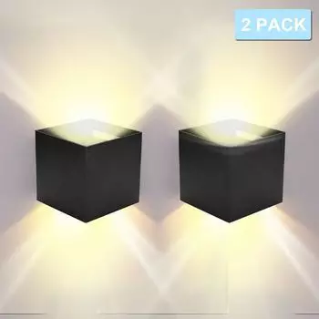 TolleTour светодиодный настенный светильник для улицы, квадратный подвал, IP65, декоративный настенный светильник, водонепроницаемый для гостиной, 7 Вт, черный, теплый белый, упаковка из 4 шт.