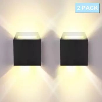 TolleTour светодиодный настенный светильник для улицы, квадратный подвал, IP65, декоративный настенный светильник, водонепроницаемый для гостиной, 12 Вт, черный, теплый белый, упаковка из 4 шт.