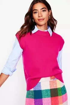 Толстая кашемировая майка с круглым вырезом Boden, розовый