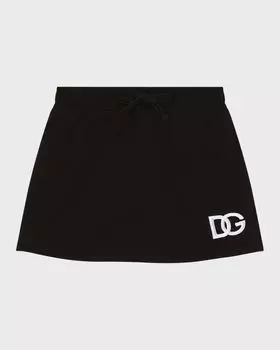 Толстая юбка с вышитым логотипом для девочек Dolce&Gabbana, цвет Black