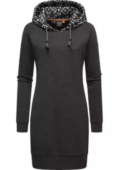 Толстое платье в стиле рэгвир "Бесси", хлопковое платье с длинными рукавами и капюшоном с принтом Ragwear, серый