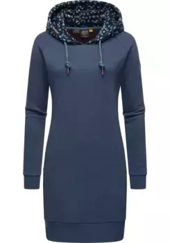 Толстое платье в стиле рэгвир "Бесси", хлопковое платье с длинными рукавами и капюшоном с принтом Ragwear, цвет морской волны