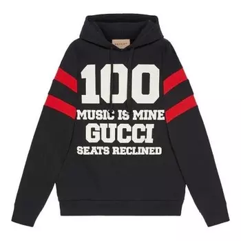 Толстовка 100 cotton hoodie 'black' Gucci, черный