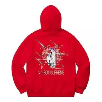 Толстовка 1-800 hooded sweatshirt 'red' Supreme, красный