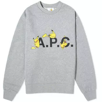 Толстовка A.P.C. Pokmon Pikachu, цвет Heathered Light Grey