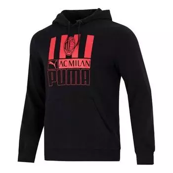 Толстовка ac milan football black pullover hoodie 'black' Puma, черный