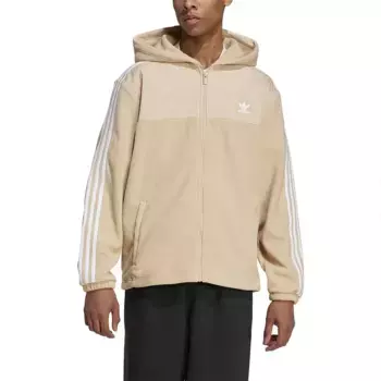 Толстовка adidas Originals Adicolor 3 Stripes Teddy Fleece full zip, бежевый