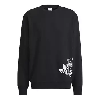 Толстовка Adidas originals Bear Crew Logo Printing Round Neck Long Sleeves Black, Черный
