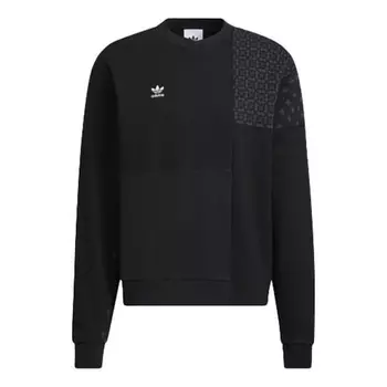Толстовка Adidas originals CNY Limited Pattern Printing Sports Round Neck Pullover Black, Черный