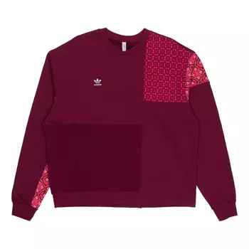 Толстовка Adidas originals CNY Limited Pattern Printing Sports Round Neck Pullover Brown Red, Красный
