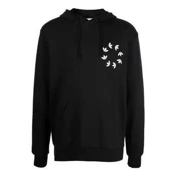 Толстовка Adidas originals Kangaroo Pocket Chest Logo Printing Hooded Long Sleeves Black, Черный