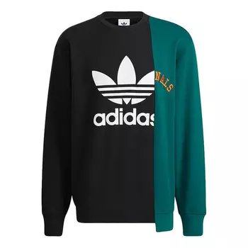 Толстовка Adidas originals Mr Crew Logo Printing Colorblock Irregular Round Neck Pullover Black, Черный