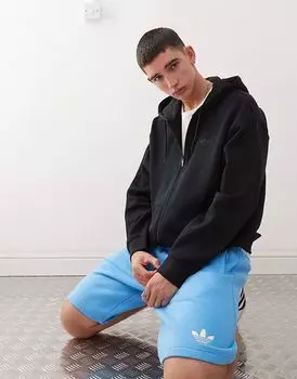 Толстовка Adidas Originals oversize с молнией по всей длине черного цвета