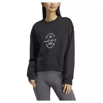 Толстовка adidas Signature Graphic Print Fleece Loose, черный