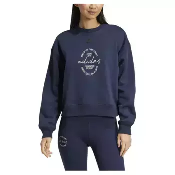 Толстовка adidas Signature Graphic Print Fleece Loose, синий