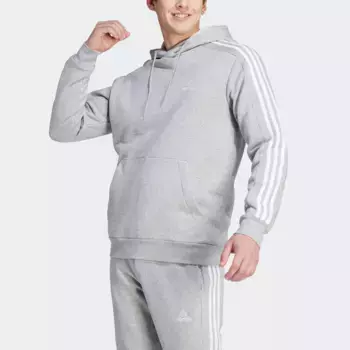 Толстовка Adidas Sportswear с капюшоном "ESSENTIALS 3STRIPES HOODIE", серый