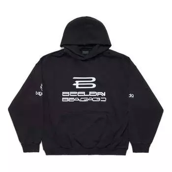 Толстовка ai generated hoodie 'black white' Balenciaga, черный