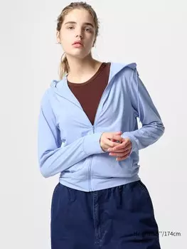 Толстовка Airism Mesh с защитой от ультрафиолета на молнии Uniqlo, цвет 61 синий