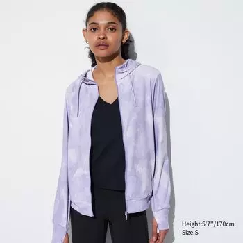 Толстовка AIRism с защитой от ультрафиолета с капюшоном и молнией UNIQLO, фиолетовый