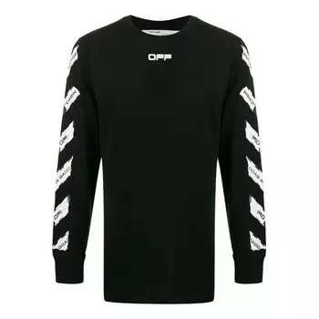 Толстовка airport tape printing stripe round neck black Off-White, черный