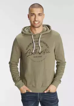 Толстовка AJC с капюшоном и контрастным принтом, хаки