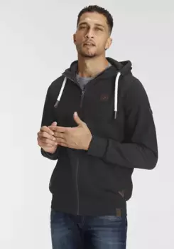 Толстовка AJC с капюшоном и кожаными вставками на боковых карманах, антрацит