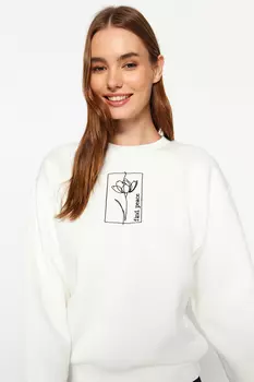 Толстовка - экрю - стандартный крой Trendyol, экрю