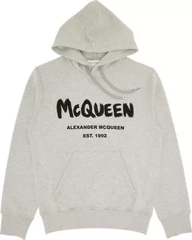 Толстовка Alexander McQueen Graffiti Hooded Sweatshirt 'Pale Grey/Black', серый