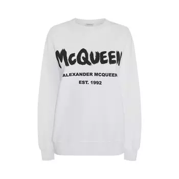 Толстовка Alexander McQueen Graffiti Sweatshirt 'White/Black', белый