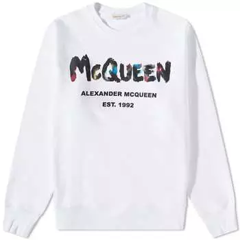 Толстовка Alexander McQueen Multicoloured Grafitti Logo Crew Sweat