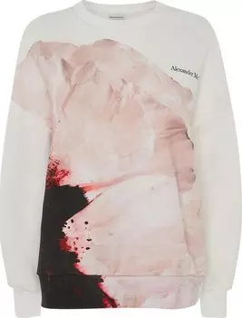 Толстовка Alexander McQueen Paper Flower Sweatshirt 'White/Pink', розовый