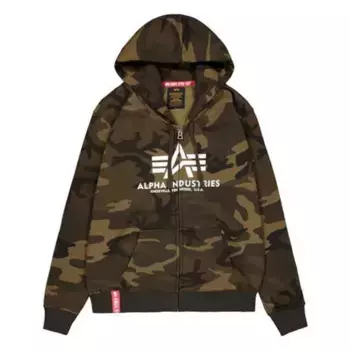 Толстовка Alpha Industries Basic Camo full zip, зеленый