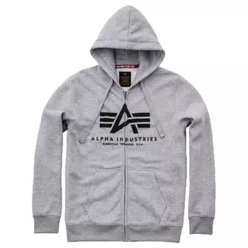 Толстовка Alpha Industries Basic Full Zip, серый