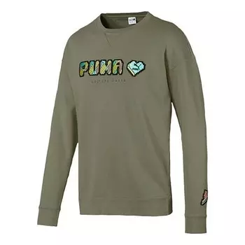 Толстовка alphabet round neck pullover green Puma, зеленый