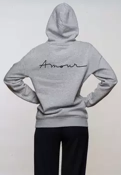 Толстовка AMOUR ROCK BACK EMBROIDERY UNISEX - Hoodie Mira Paris, пятнистый серый