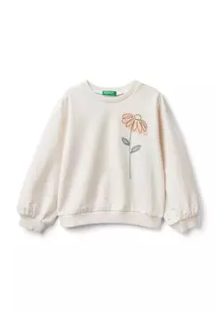 Толстовка AMPIA RICAMO CON APPLICAZIONE United Colors of Benetton, крем