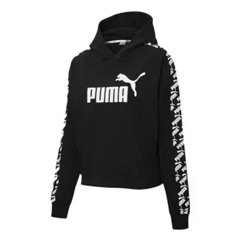 Толстовка amplified cropped hoodie 'black' Puma, черный